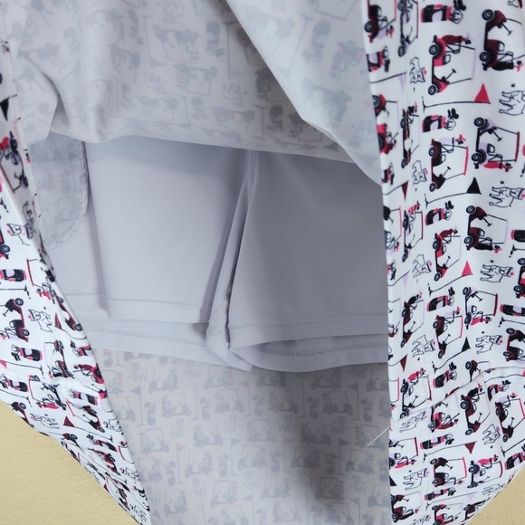 Coral Bay Golf Womens PXL Skort White Dog Golf Cart Print Athletic Skirt - Picture 3 of 10